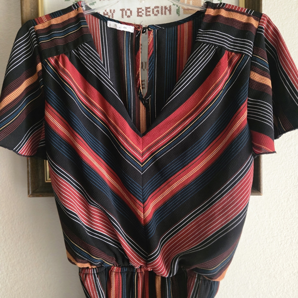 Striped Multicolor V-Neck Women's Top
